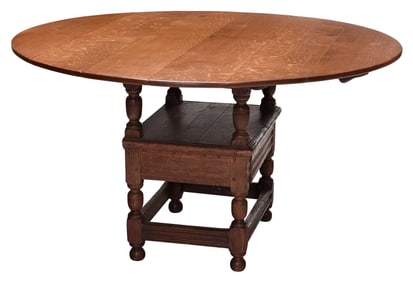 Very Rare American Pilgrim Century Oak Chair Table Base