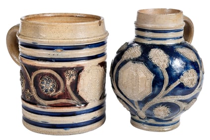 Westerwald Salt Glazed King William III Jug and Tankard