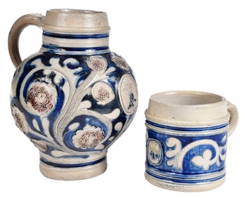 Westerwald Salt Glazed AR Jug and Mug
