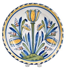 English Delft Polychrome Tulip Charger