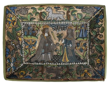 Charles II Beadwork Portrait Basket