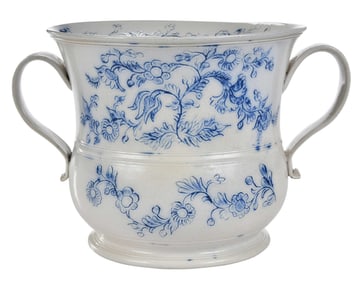 Large Staffordshire Scratch Blue Two-Handled Loving Cup