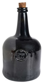 George II Signed and Dated Olive Glass Seal Bottle