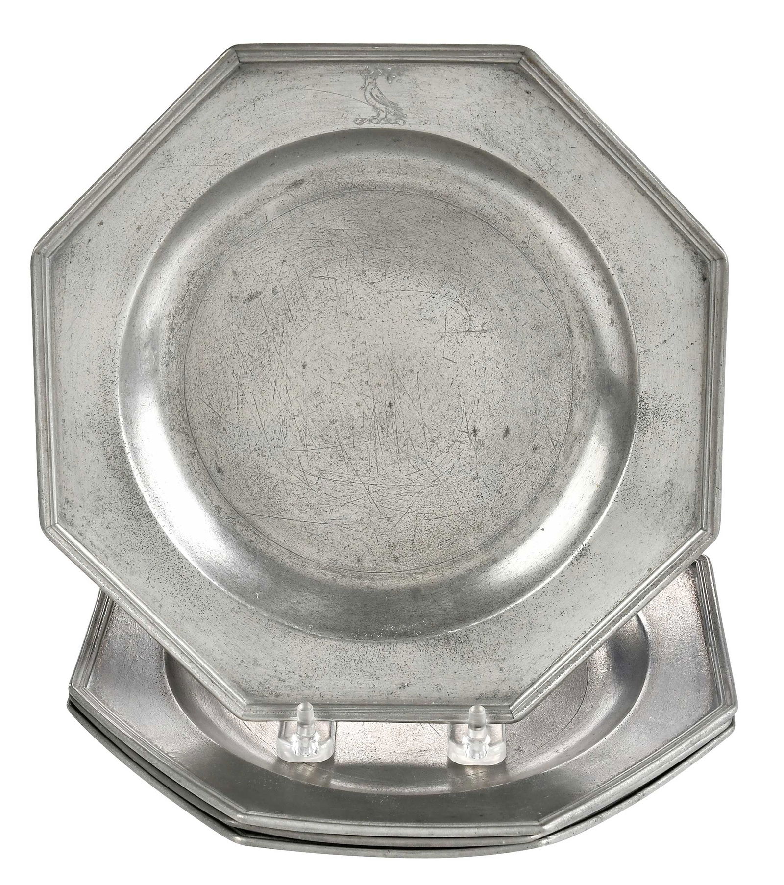 Set of Four James Tisoe Octagonal Pewter Plates (1 of 5)