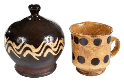 English Slipware Bank and Mug