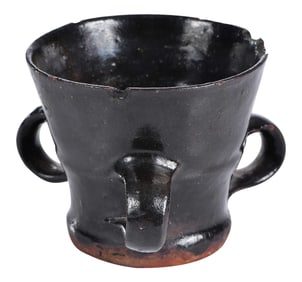 Small English Brown Glazed Three-Handled Tyg