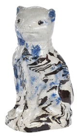 Staffordshire Salt Glazed Solid Agateware Cat Figure