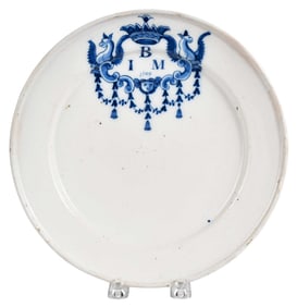 Delft Blue and White Marriage Plate Dated 1709