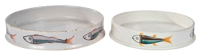 Two Liverpool Polychrome Delft Char Dishes