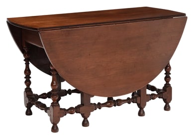Fine American William and Mary Walnut Dining Table with Robust Turnings