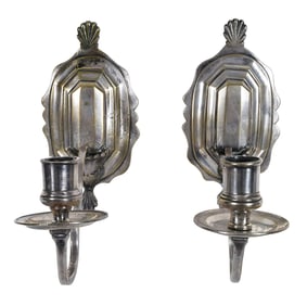 Pair of Silvered Brass Wall Sconces