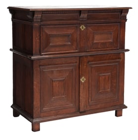 Early Oak Paneled Joined Chest of Drawers with Doors
