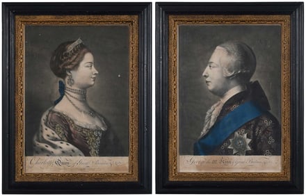 Pair of Royal Portrait Mezzotints, After Jeremiah Meyer