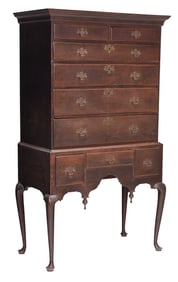 Fine New England Queen Anne Maple High Chest in Early Surface