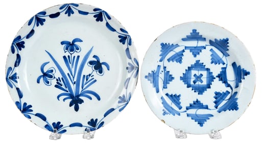 Two English Blue and White Delft Plates
