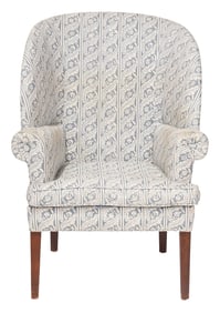 Country Hepplewhite Barrel Back Wing Chair