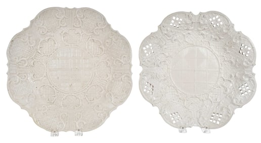 Two Staffordshire White Salt Glazed Dishes