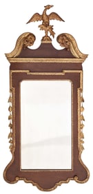 Georgian Figured Mahogany and Parcel Gilt Mirror