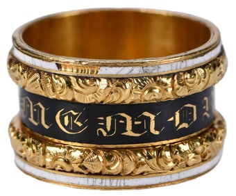 22kt. Georgian Enameled Mourning Ring, Hannah and George Scholey