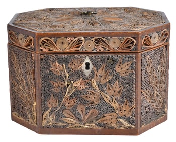 Georgian Quillwork Octagonal Tea Caddy