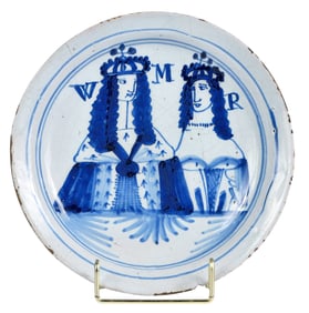 English Delft Blue and White William and Mary Plate
