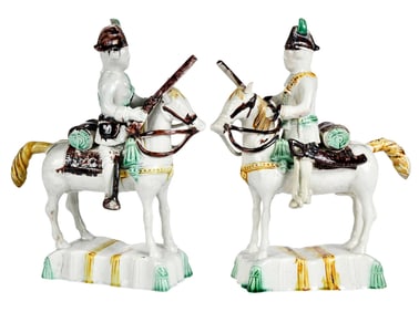 Rare and Important Pair of Astbury-Whieldon Type Cavalrymen