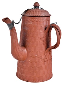 Wedgwood Attributed Fine English Dry Redware Coffee Pot and Cover