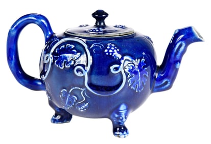 Staffordshire Salt Glazed Stoneware Littler's Blue Teapot and Cover