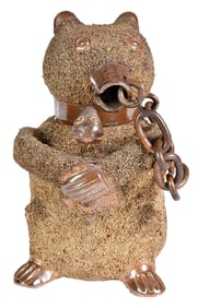 Nottingham Salt Glazed Stoneware Bear Baiting Jug with Cub