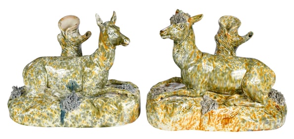 Pair of Lyman, Fenton & Co. Flint Enamel Figural Spill Vases