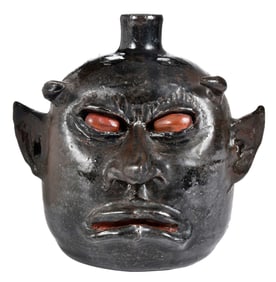 Very Unusual Lanier Meaders Red Eye Devil Face Jug