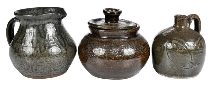 Three Georgia Meaders Family Stoneware Tablewares