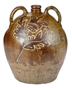 Rare and Exceptional Six Gallon Collin Rhodes Attributed Edgefield SC Decorated Stoneware Jug
