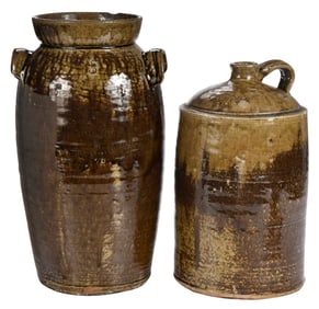 Two Pieces of W.F. Hahn Edgefield District South Carolina Stoneware