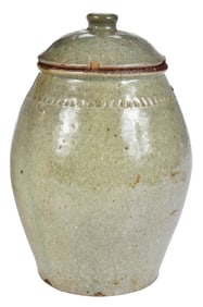Very Unusual Possibly Edgefield Lidded Stoneware Vessel
