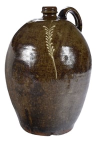 Important Collin Rhodes Attributed Edgefield SC Decorated Stoneware Jug