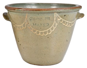 Thomas Chandler Edgefield SC Decorated Stoneware Clabber Bowl