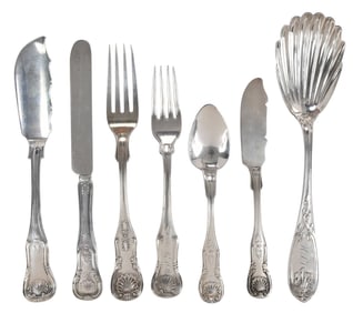 Set of King Style Coin Silver Flatware, 44 Pieces