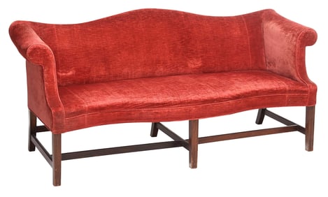 Georgian Mahogany Upholstered Serpentine Settee