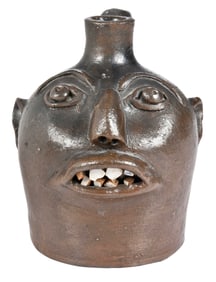 Brown's Pottery Arden North Carolina Stoneware Face Jug