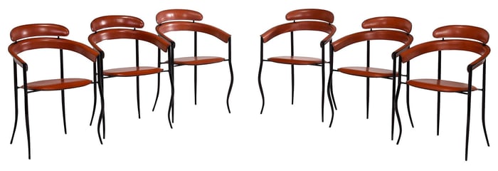 Six Arrben Stiletto Leather Chairs