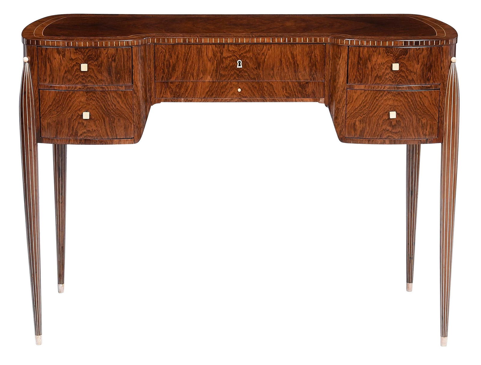 Art Deco D.I.M. Attributed Inlaid Walnut Kneehole Desk (1 of 6)
