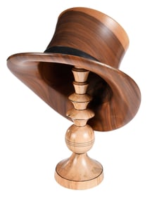 Chris Ramsey Sculptural Turned Wood Top Hat with Stand