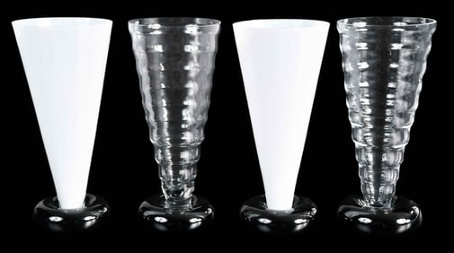 19 Piece White and Clear Glass Stemware Set