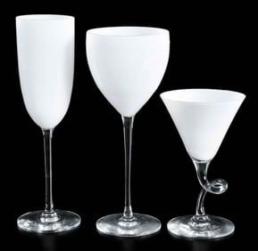 26 Piece Union Street White and Clear Glass Stemware Set