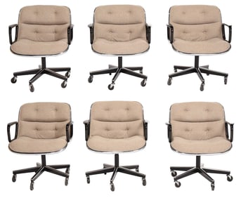 Six Charles Pollock for Knoll Upholstered Executive Chairs