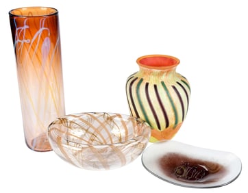 Four Studio Art Glass Objects
