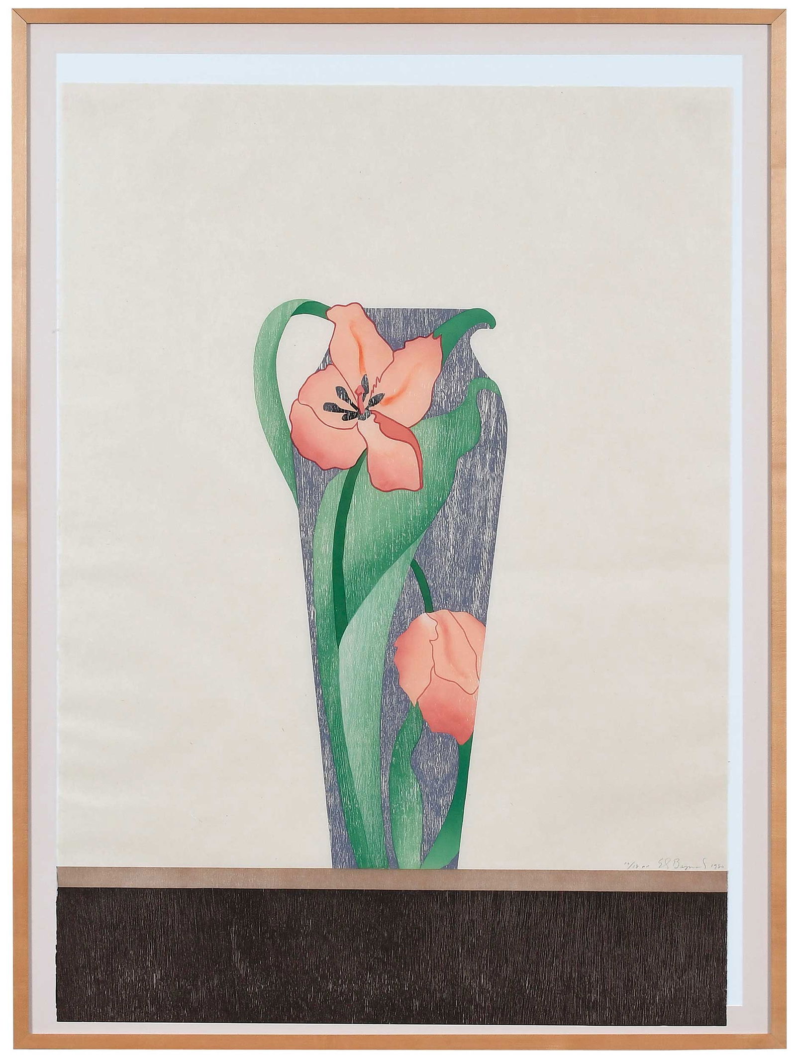 Edward Baynard: (New York/District of Columbia, 1940-2016) The Tulip Pitcher, artist proof edition 10/18, signed and inscribed lower right "10/18 AP Ed Baynard 1980", color woodblock on Okawara paper, 42 x 30 in.; wo