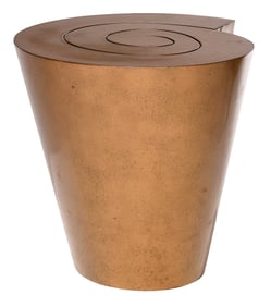 Modern Bronzed Metal Spiral Form Low Table