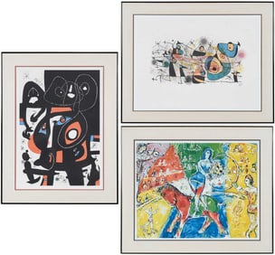 Two After Joan Miro and One After Marc Chagall